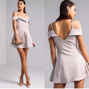 Akira Gray Faux Suede Cocktail Dress